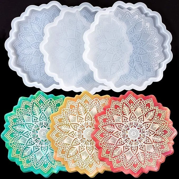 4.5inch mandala coaster mould 12x12cm.6mm depth