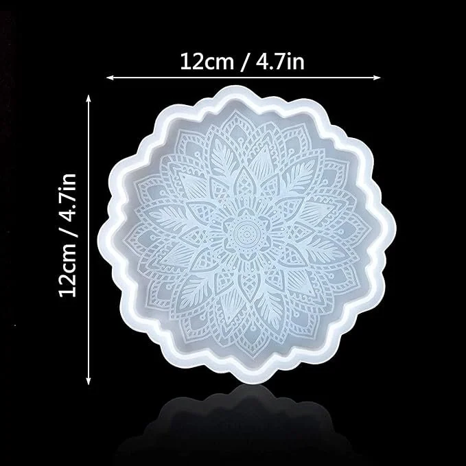 4.5inch mandala coaster mould 12x12cm.6mm depth