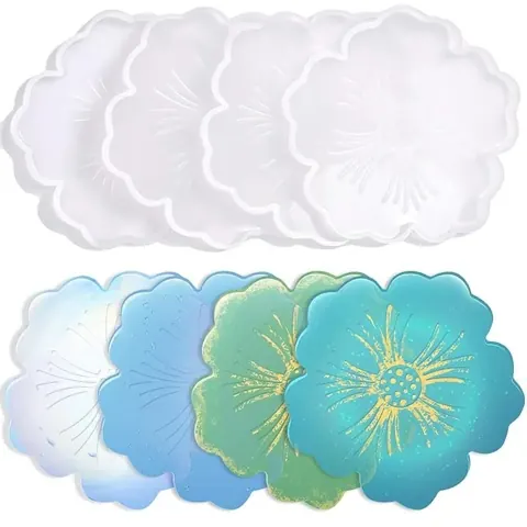 4.5inch flower coaster mould 8mm depth 12×12 cm