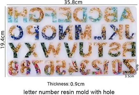 Alphabet mould with hole 34×19 cm 7mm depth jE