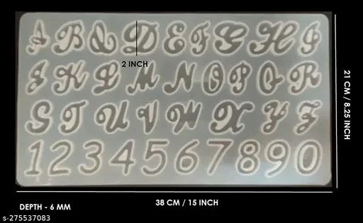 alphabet cursive mould .38 cm/21cm 10mm depth min qty 12