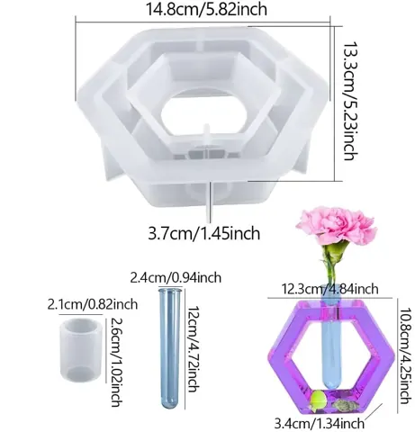 Hexagon planter mould with tube 14x14cm 40mm Depth