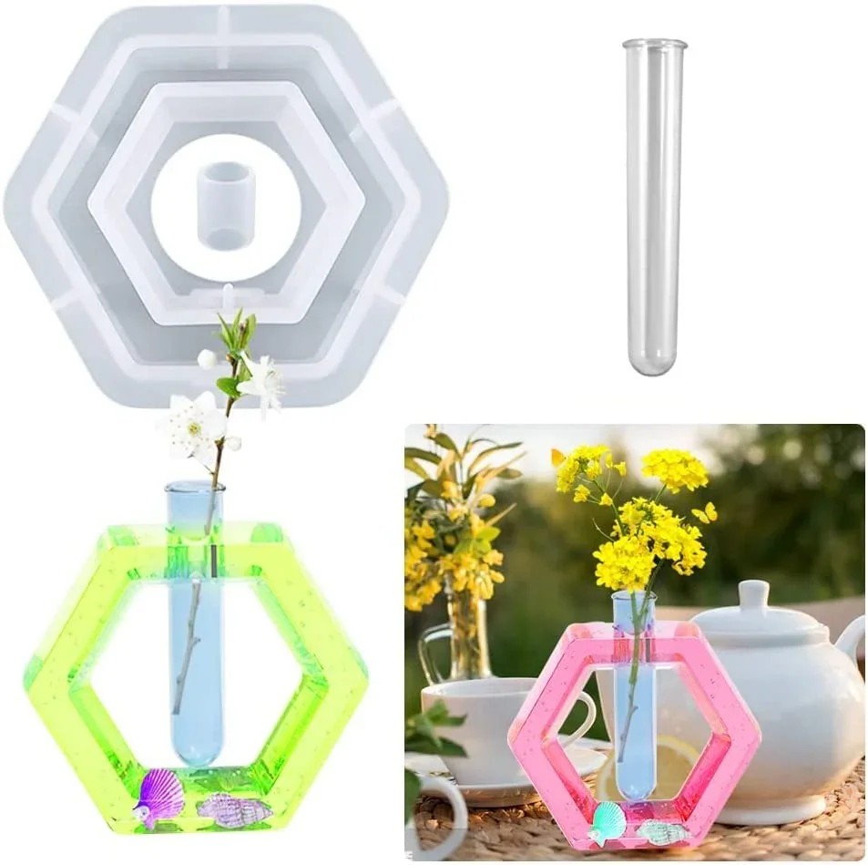 Hexagon planter mould with tube 14x14cm 40mm Depth min qty 12pcs