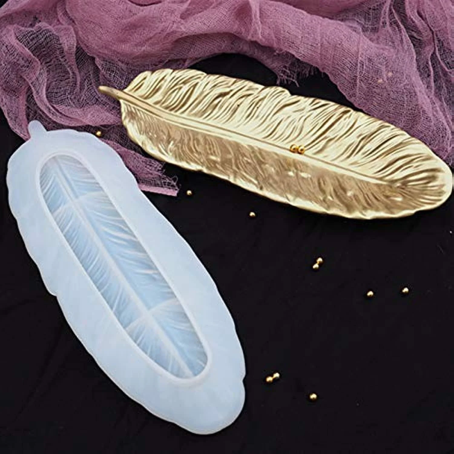 Feather dish silicone mould 9x23cm min qty 12pcs