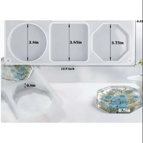 3.1 coaster mould round 3.8inch square 3.85inch Hexagoan 3.75in