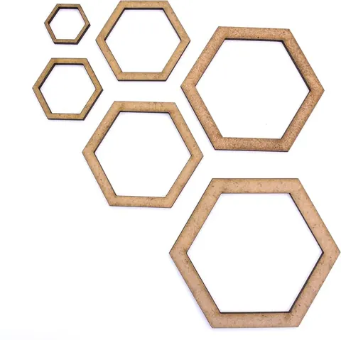 Mdf 8inch Craft Hexagon Ring 20mm .v.15mm hit ‘ 6 pcs pak min 12 pcs