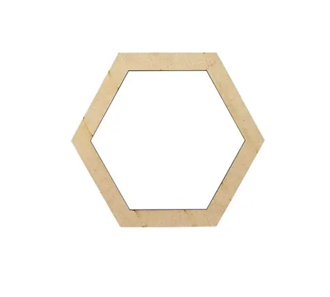 Mdf 14inch Craft Hexagon Ring 20mm .v.15mm hit ‘ 6 pcs pak min 12 pcs (On Order)