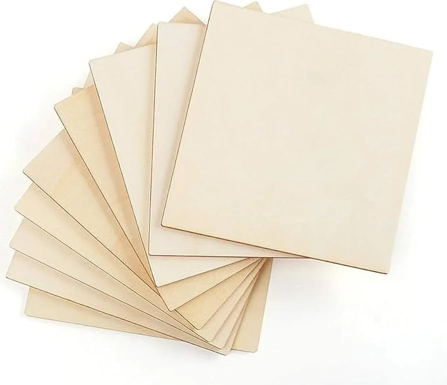 Square MDF Boards for Art and Craft,wood square 6×6” 2mm thickness 6 pcs set