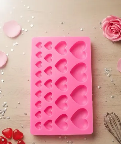 25 Cavity heart pink mould size-1.5*16.5cm 129 grm