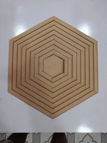 MDF 12inch 2mm thick 12mm .v. Frame Hexagon shape