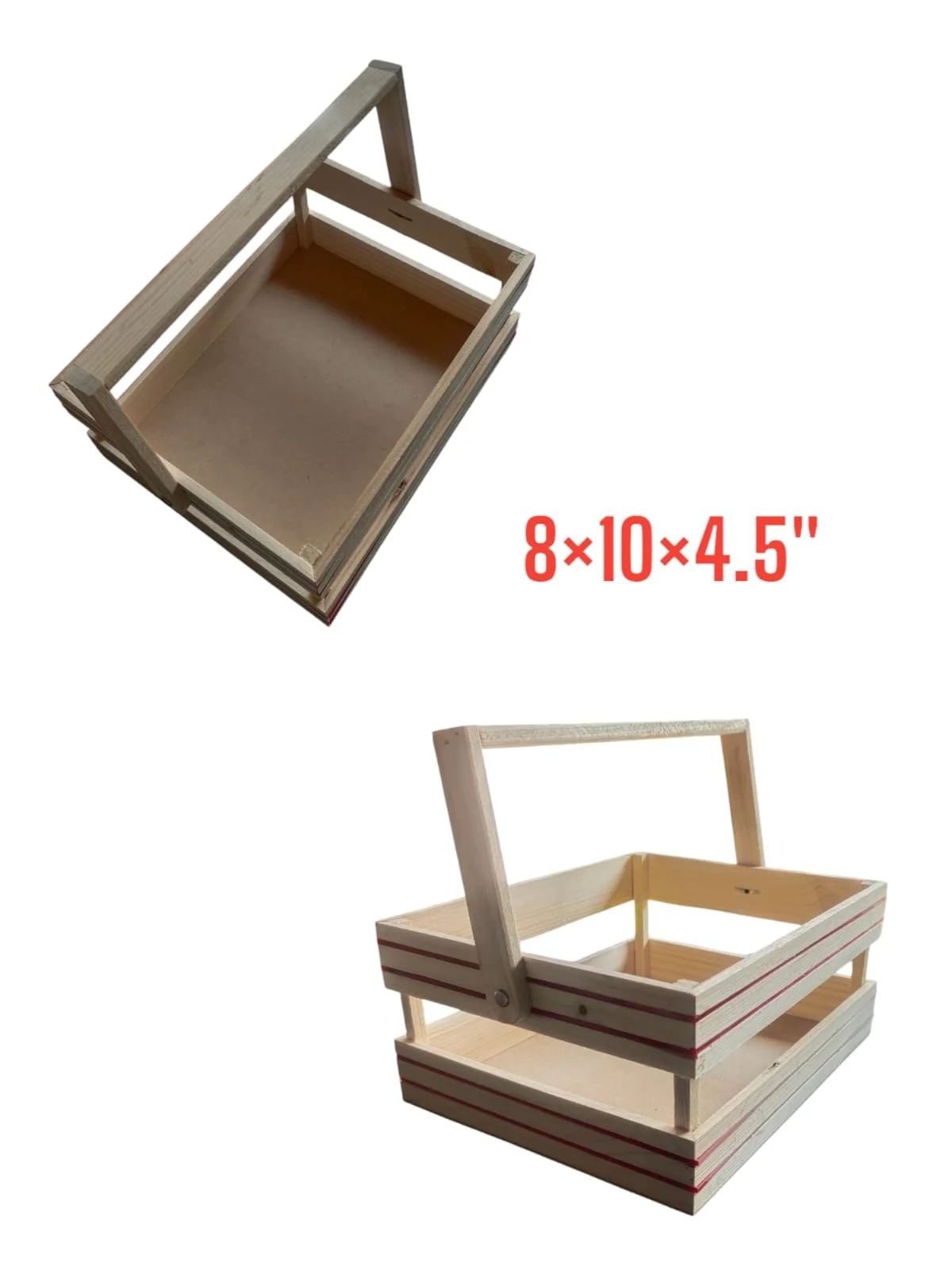 Wooden tray with handle size-8*10*4.5 QTY-min 12 pcs