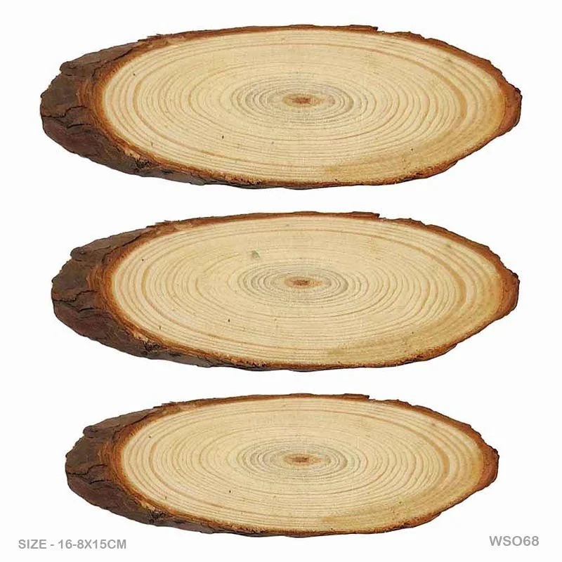 Wodden slices size-13cm QTY-min 12 pcs shape oval