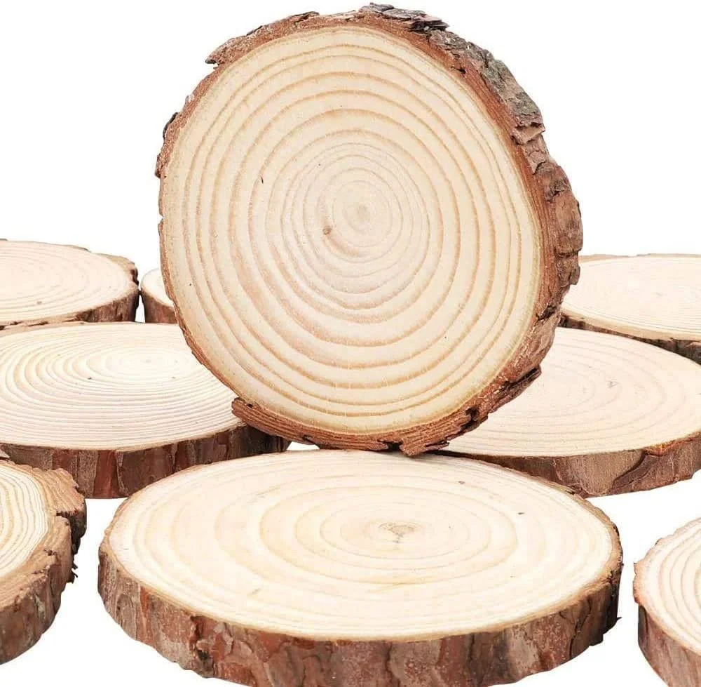 Wodden slices size-20cm QTY-min 12 pcs shape round
