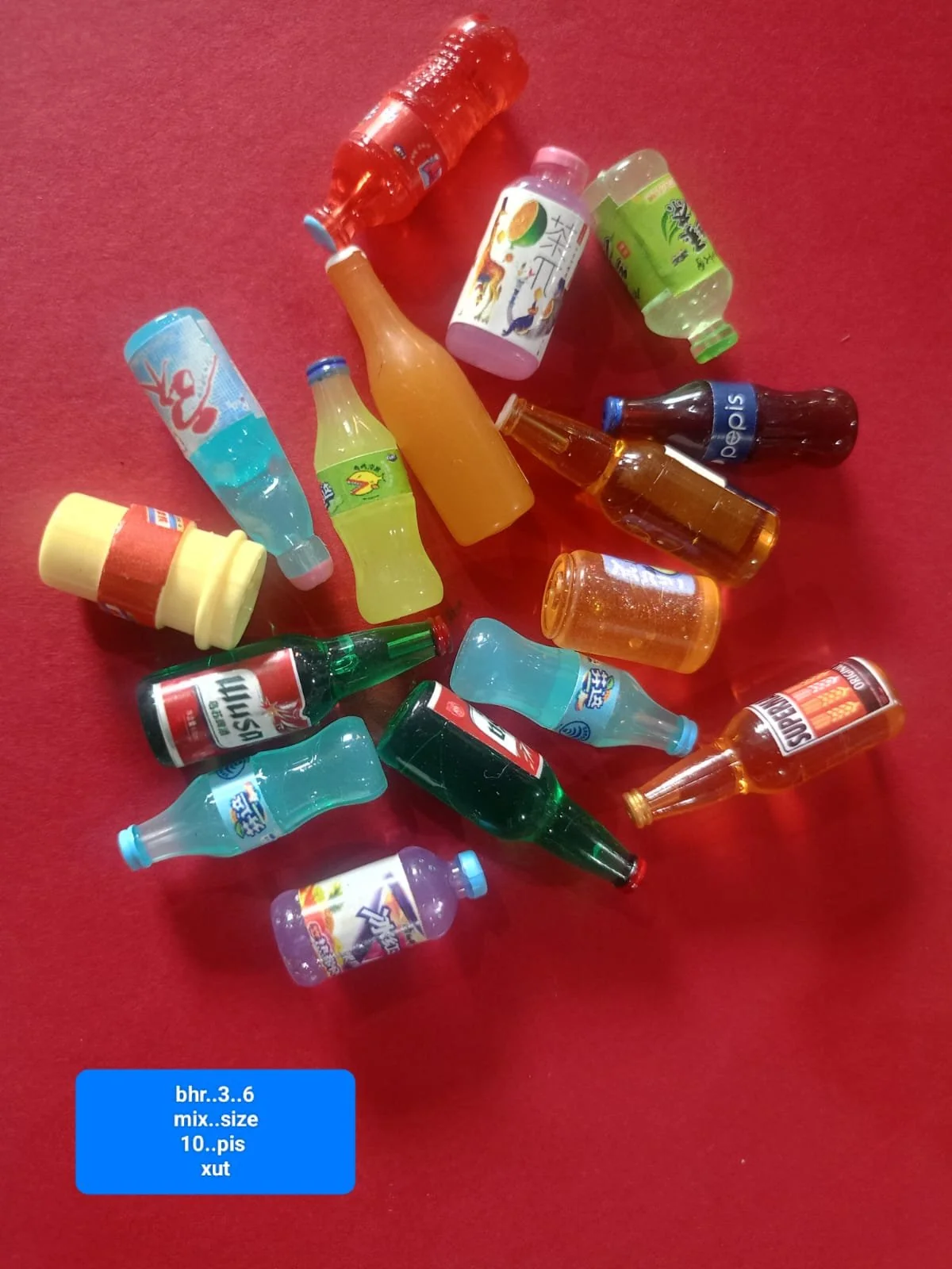 Mini drink bottle 10 pcs xut. min qty 12 pkt