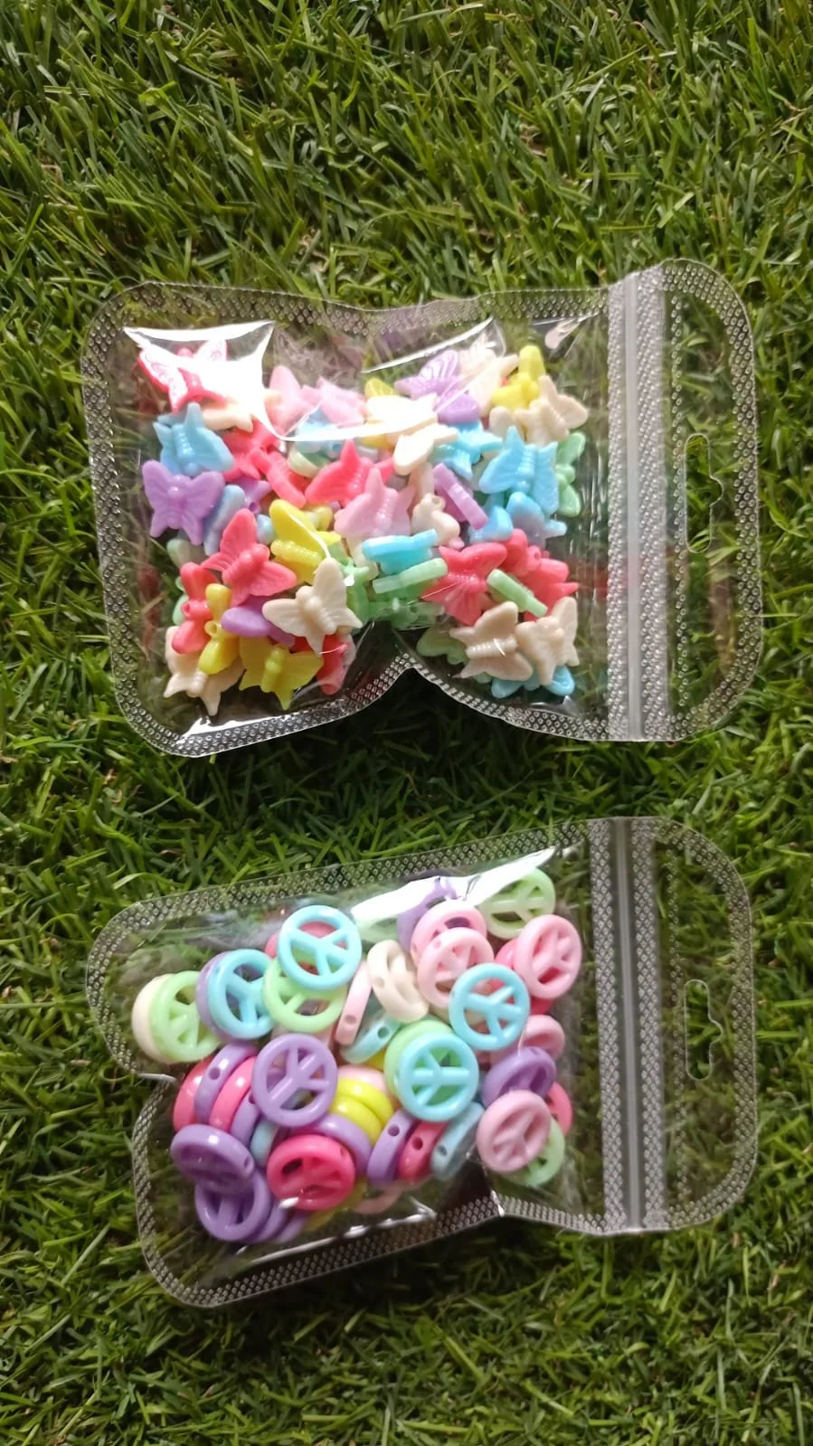 plastic butterfly and airoplain beads