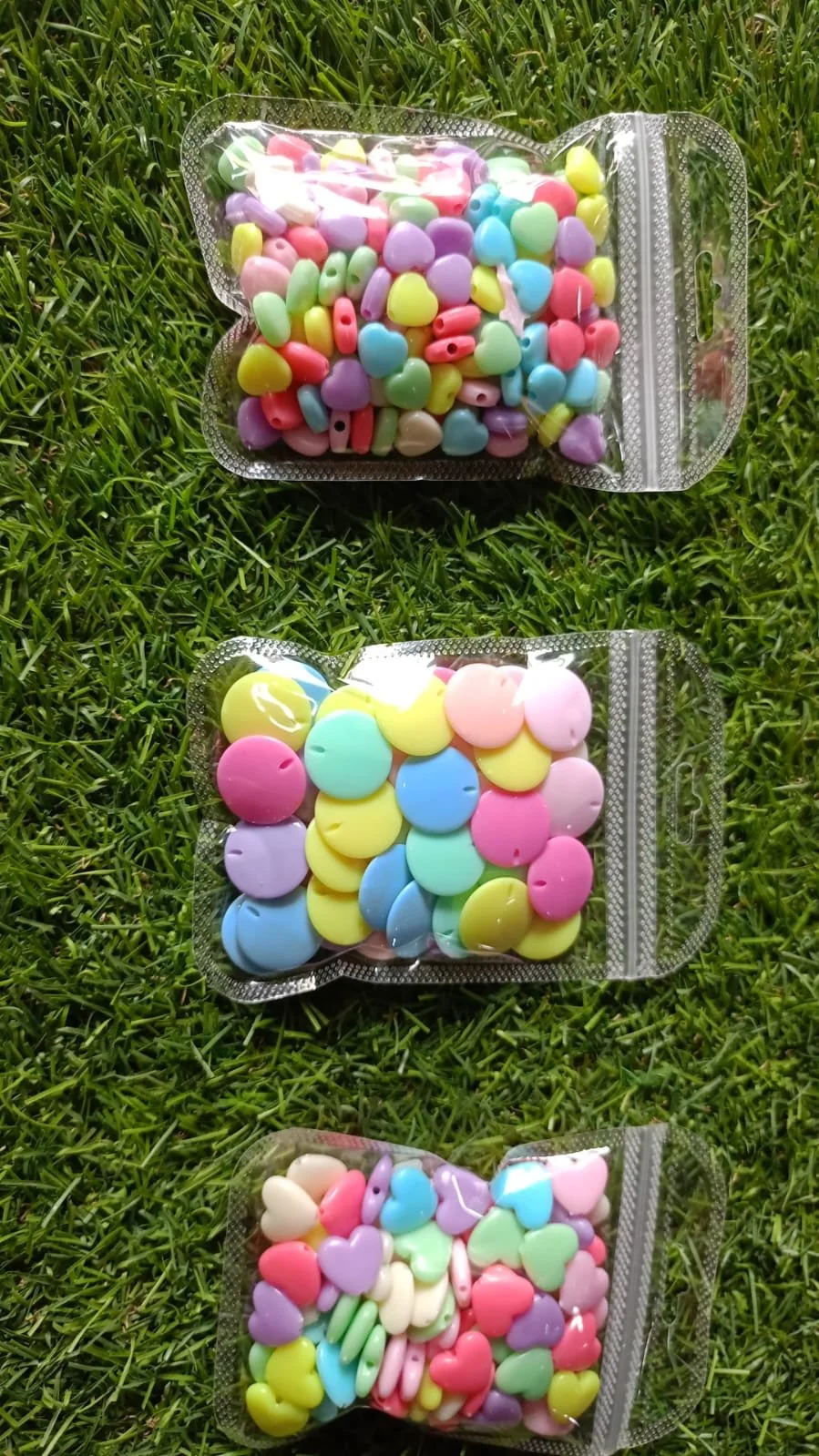 plastic heart and circle beads