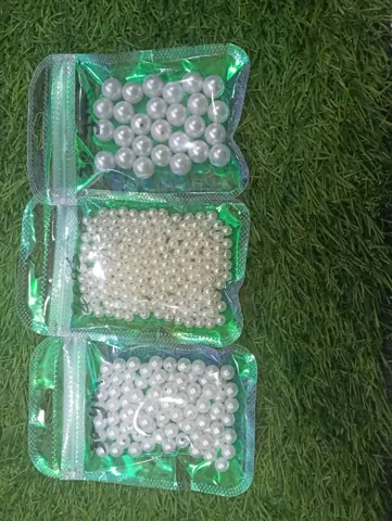 3 Size white Round Pearl Charms 20 gram pkt