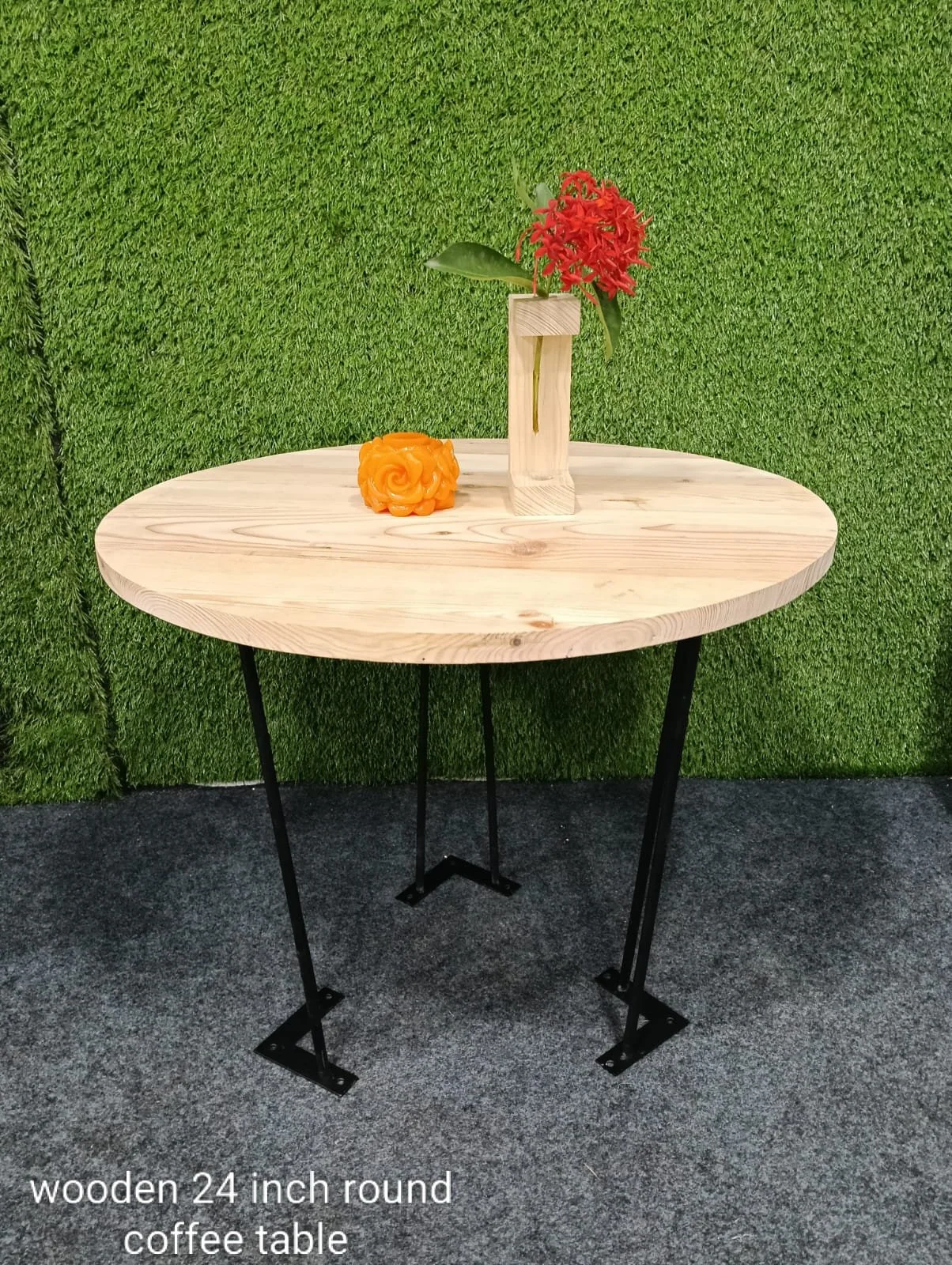 24 inch wooden round base coffe table and for clock 20 mm thick with 3 pcs metal legs