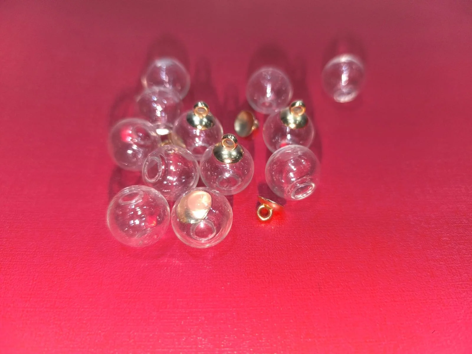 round mini empty glass bottle with golden cap 12 pcs pkt
