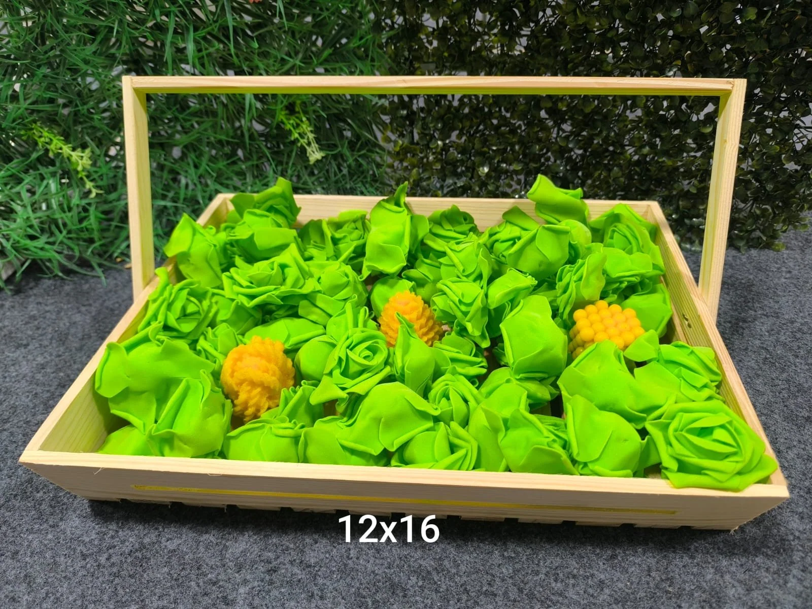 Wooden Basket with handle size 16x12x3