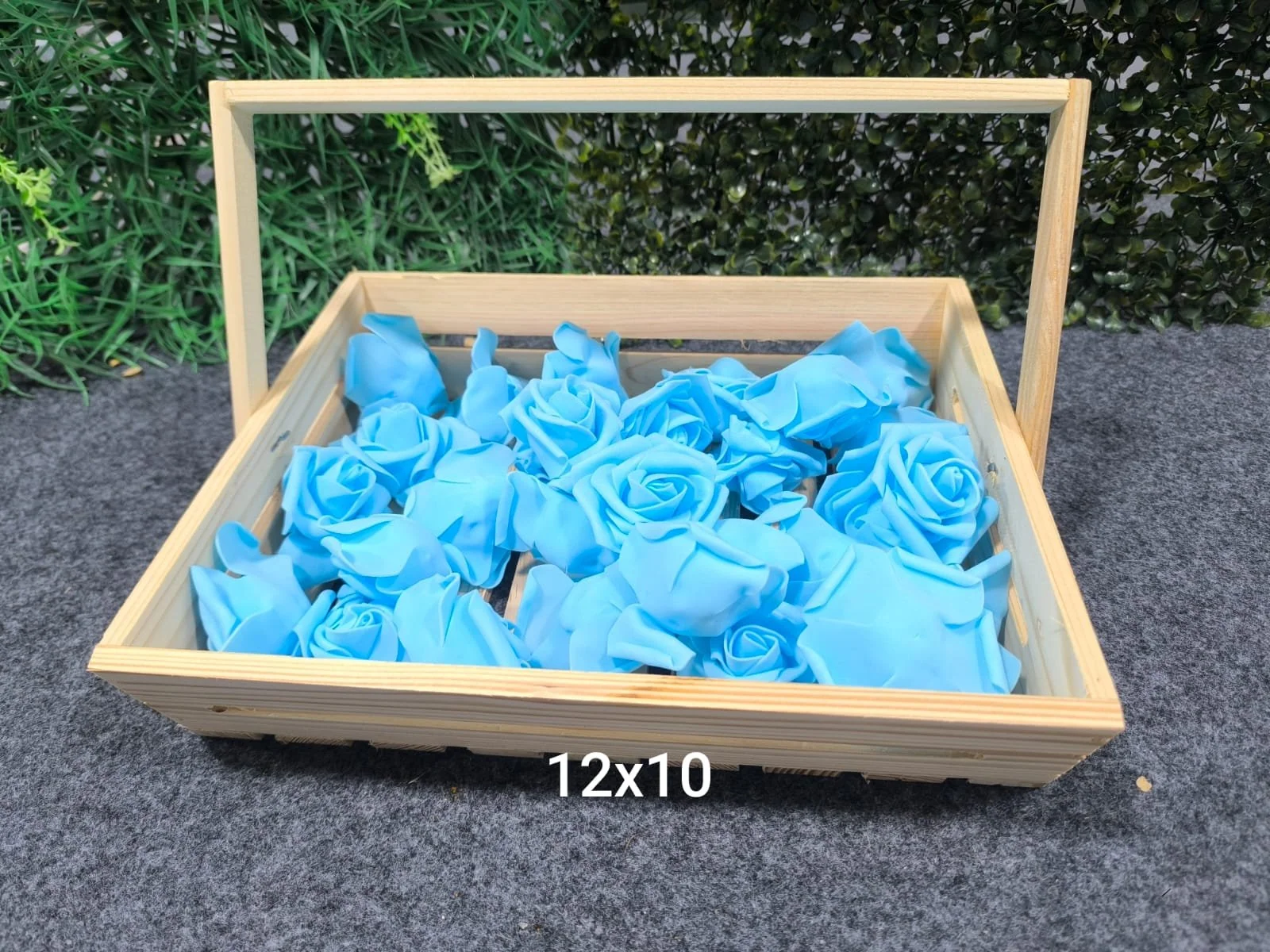 Wooden Basket with handle size 12x10x3