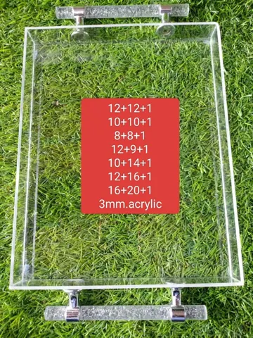 acrylic tray with handle size 10x10x1