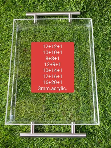 3 mm acrylic tray with handle size 16x20x1