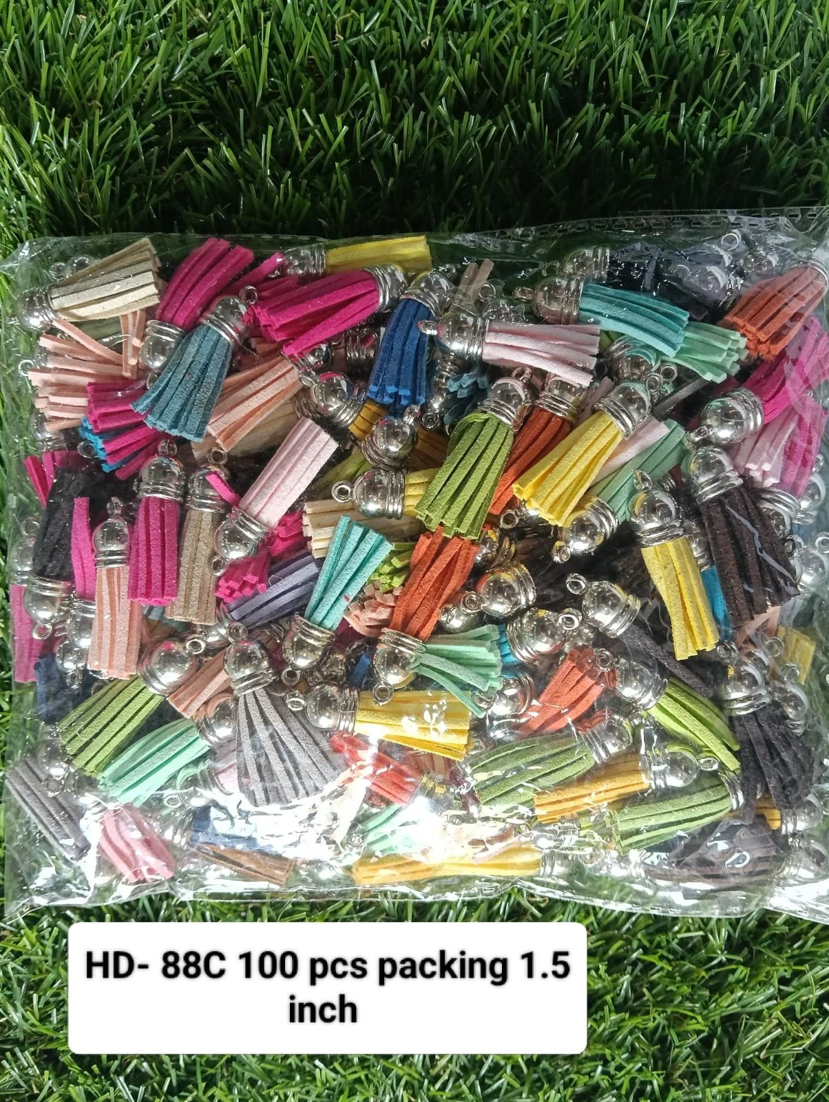 leather tussle 100 pcs pkt silver cap 1.5 inch