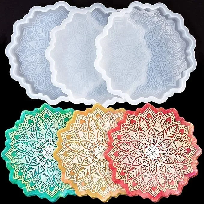 4.5 inch mandala coaster mould 31grm, 8mm depth,